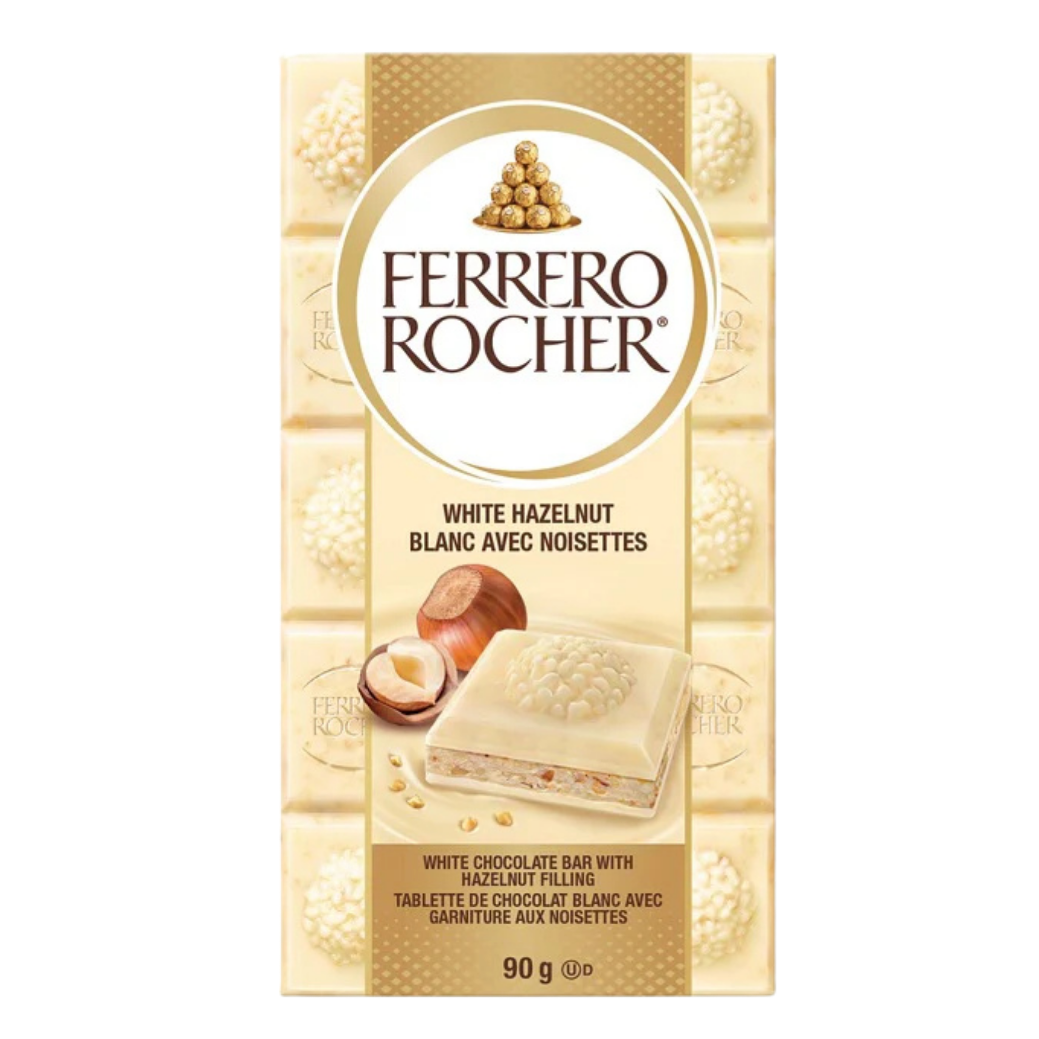 Ferrero Rocher White Chocolate w Hazelnut Filling 90g