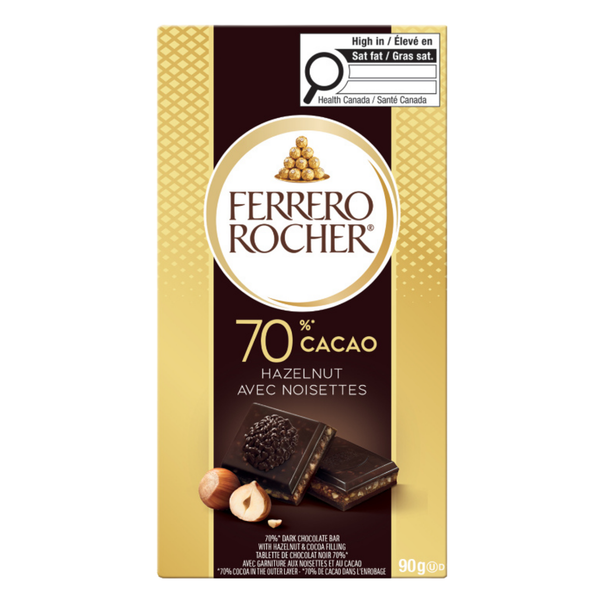 Ferrero Rocher Dark Chocolate w Hazelnut & Cocoa Filling 90g